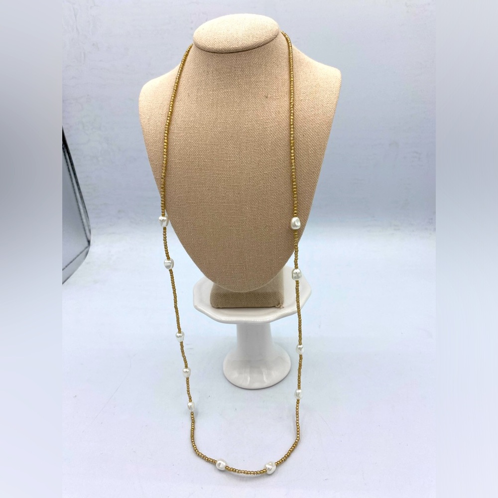 Factory: J Crew Pearl Beaded Layering Necklace For Women Single Strand Dainty
